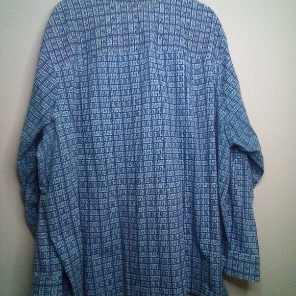 King Size Shirt 4XL Men Button Up Long Sleeve Pattern Green Blue - Picture 10 of 13